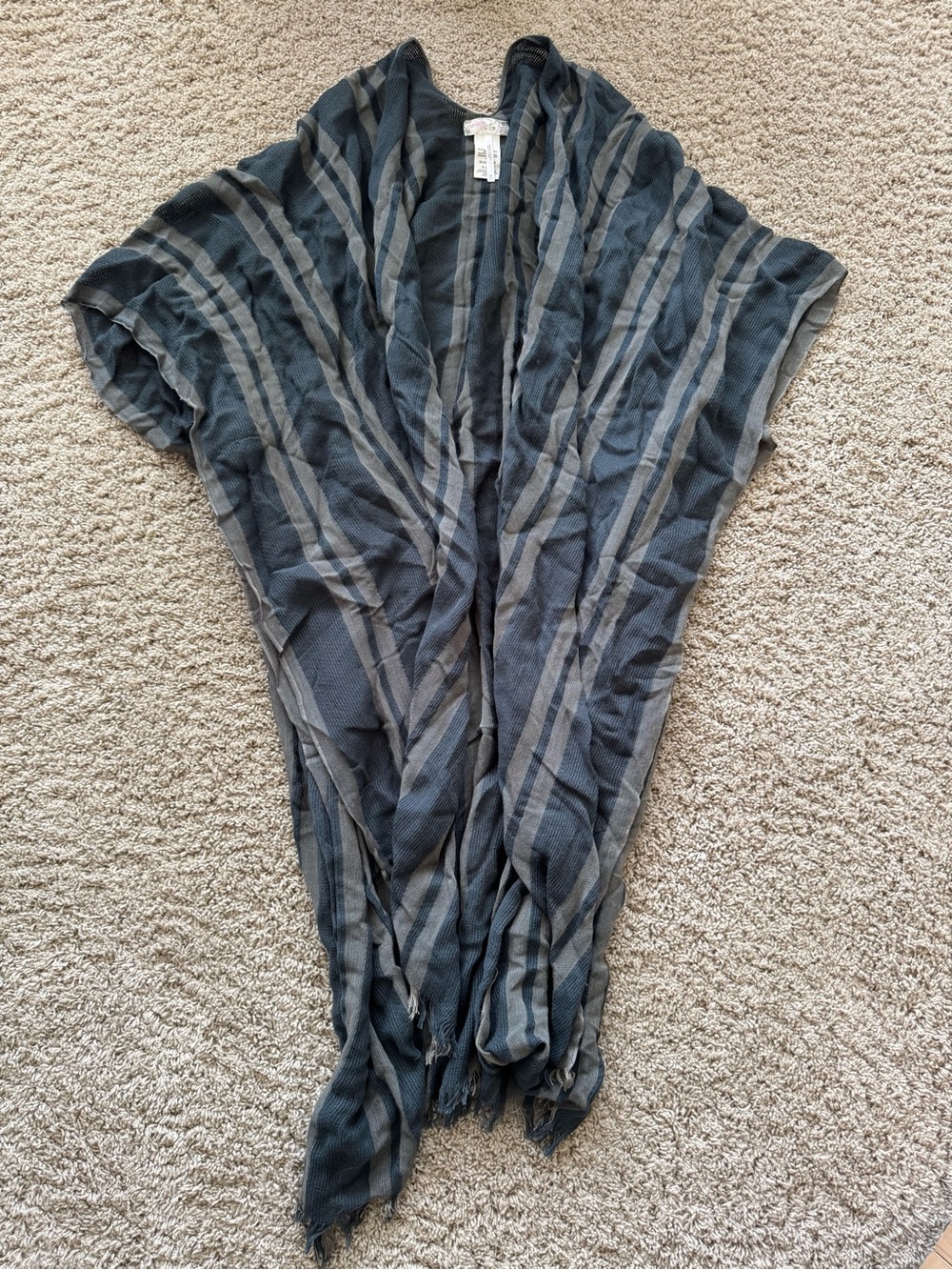 Free People Navy and Gray Striped Shawl